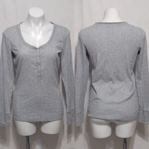 Victoria’s Secret Ribbed Thermal Loungewear Top Quarter Button Long Sleeve Large